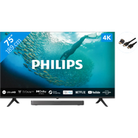Koop Philips 75PUS7009  + Soundbar + Hdmi kabel voor laagste prijs