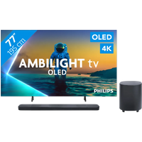 Koop Philips Ambilight 77'' OLED810 4K (2025) + JBL Bar 1000 M2 Zwart voor laagste prijs