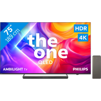 Koop Philips Ambilight 75'' PUS9000 QLED 4K (2025) + Philips TAB8200 voor laagste prijs