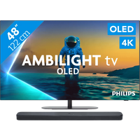 Koop Philips Ambilight 48'' OLED810 4K (2025) + JBL Bar 300 M2 Zwart voor laagste prijs