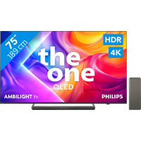 Koop Philips Ambilight 75'' PUS9000 QLED 4K (2025) + Philips TAB8200 voor laagste prijs