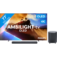 Koop Philips Ambilight 77'' OLED760 4K (2025) + JBL Bar 500 M2 Zwart voor laagste prijs