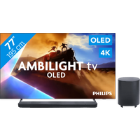 Koop Philips Ambilight 77'' OLED760 4K (2025) + JBL Bar 1000 M2 Zwart voor laagste prijs