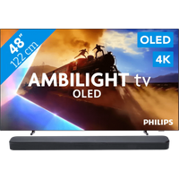 Koop Philips Ambilight 48'' OLED760 4K (2025) + JBL Bar 300 M2 Zwart voor laagste prijs