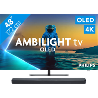 Koop Philips Ambilight 48'' OLED810 4K (2025) + JBL Bar 300 M2 Zwart voor laagste prijs
